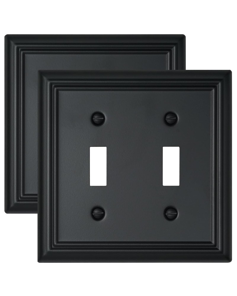 2-Pack Double Toggle Wall Plates, Durable Metal Light Switch Covers, Decorati...