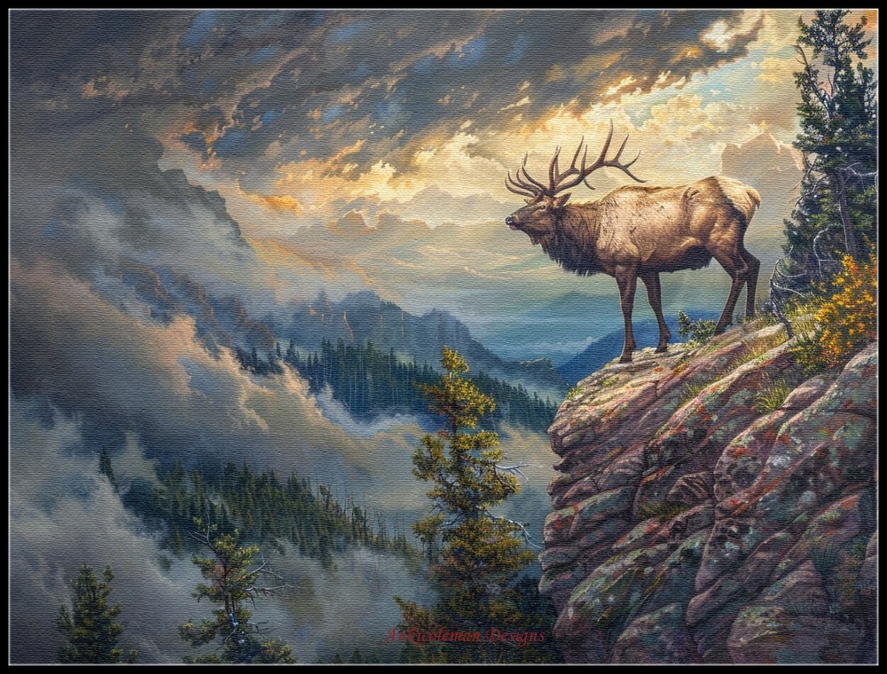 Elk standing on Edge - Chart Counted Cross Stitch Patterns Needlework DIY DMC