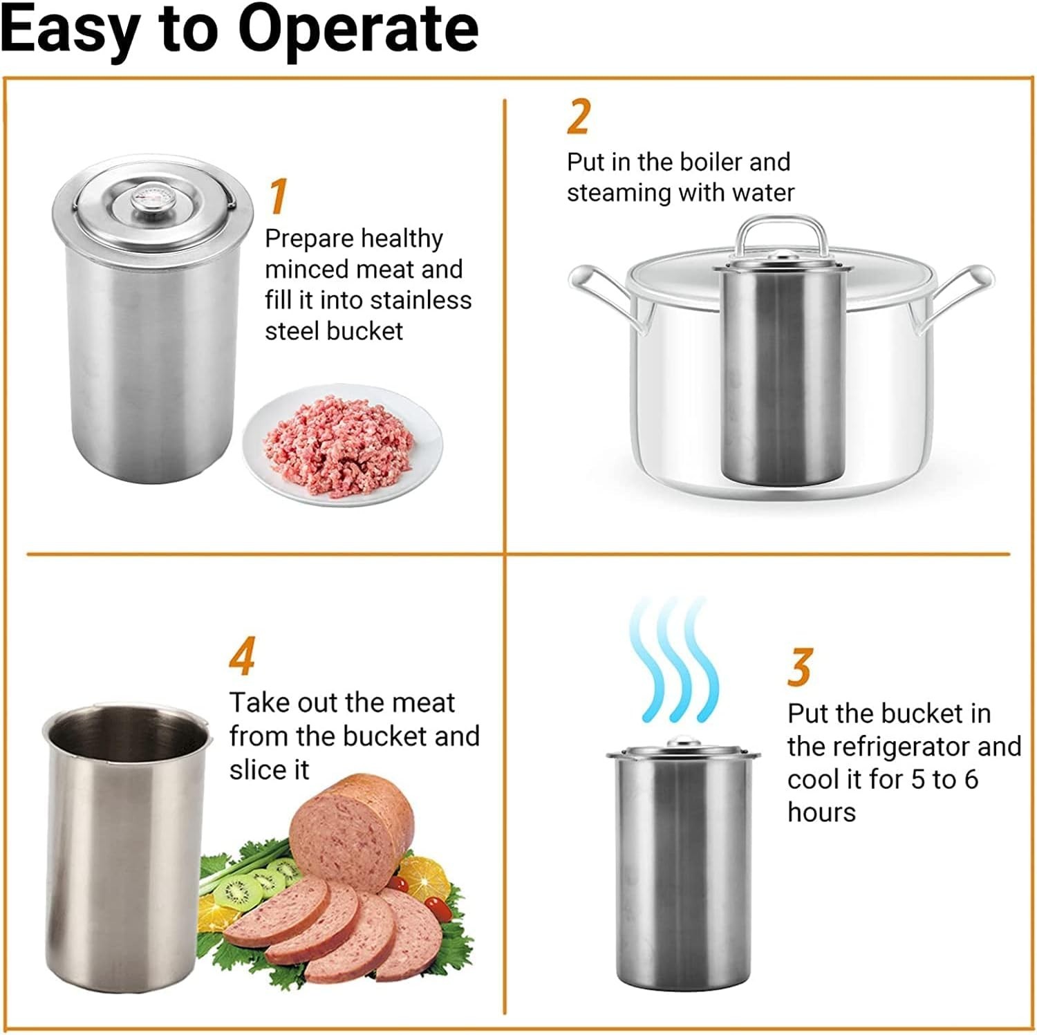 Ham Maker Meat Press Stainless Steel Sandwich Cooker for Deli Meats Lunch Mold