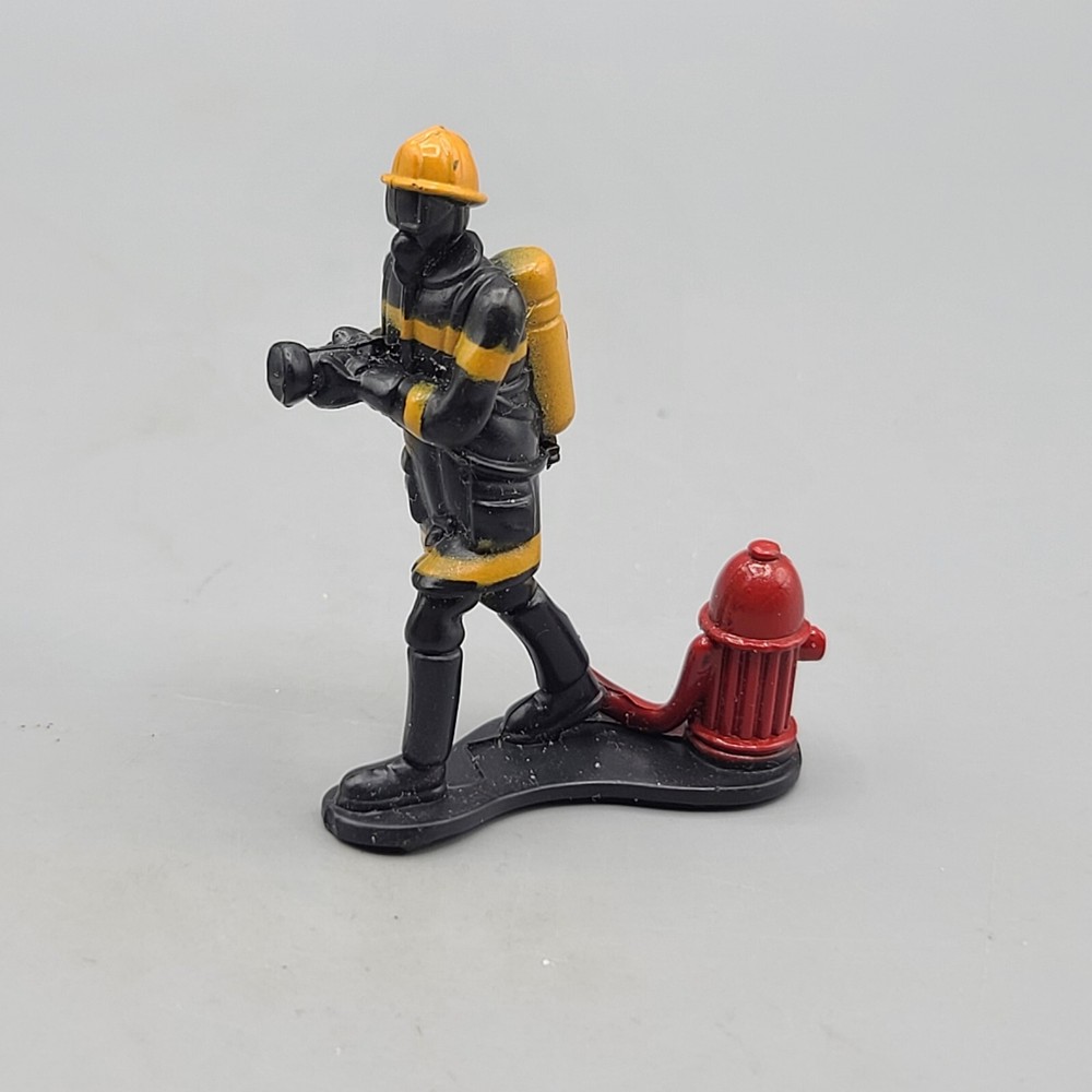 Vintage Fireman Figurines Black Plastic Fire Hydrant