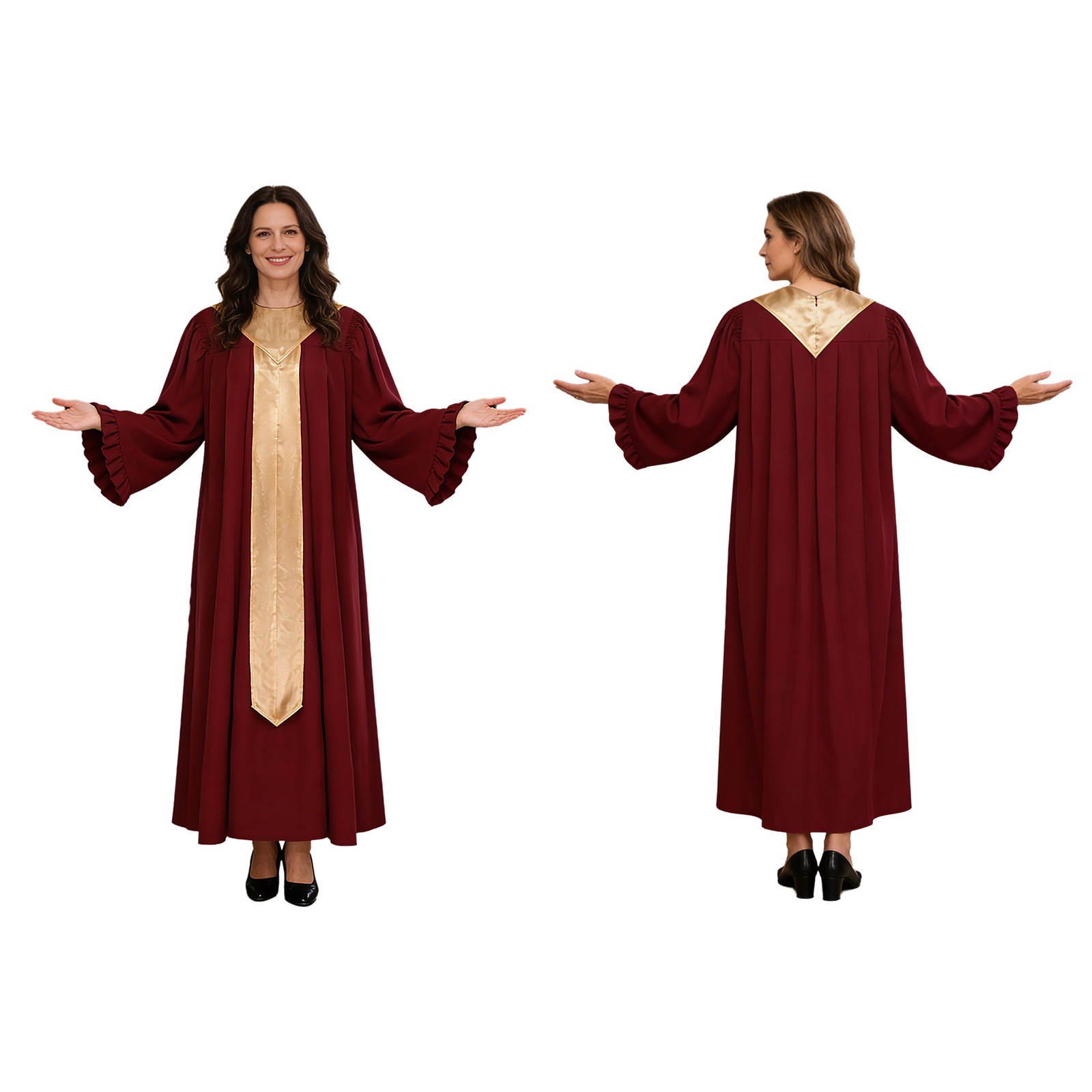 Womens Costume Clergy Long Robe Pastor Event Sash Church Holiday Dance Stage