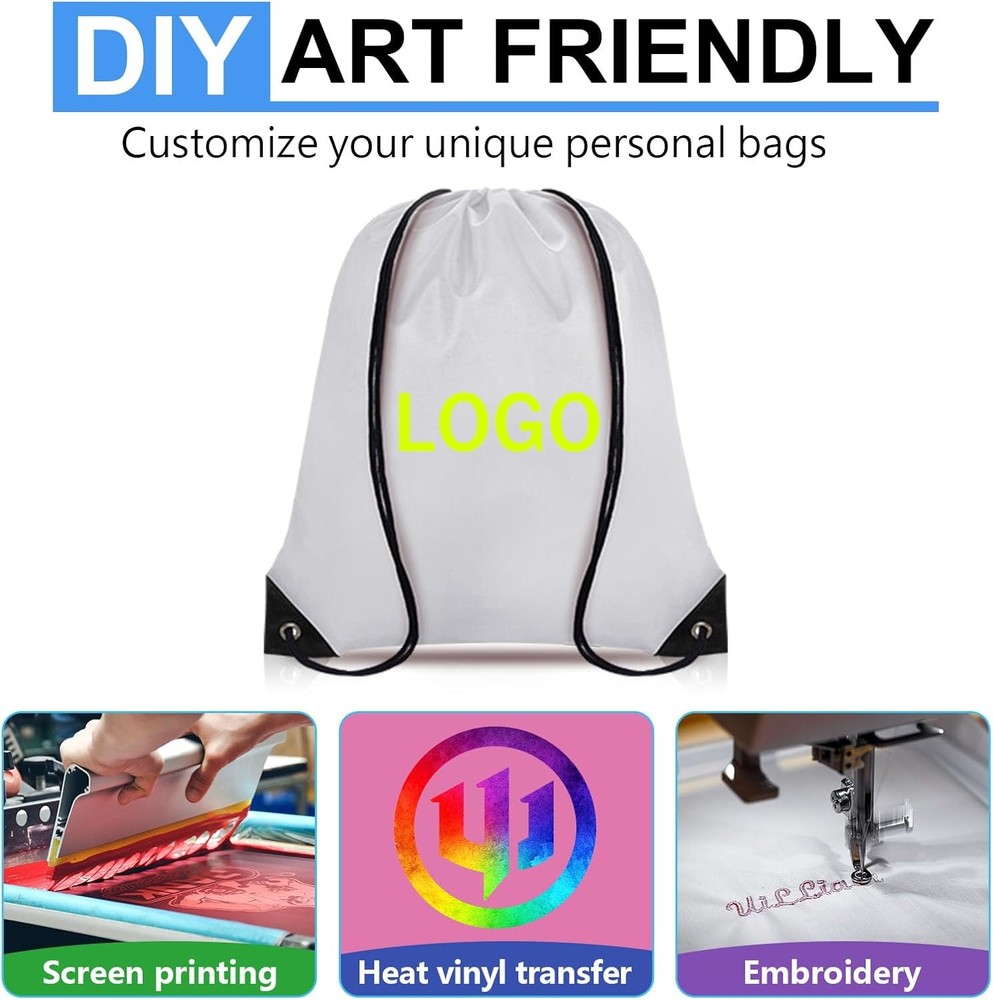 Drawstring Backpack Bulk 6 PCS, Drawstring Bags String Backpack Cinch Sack Gym B