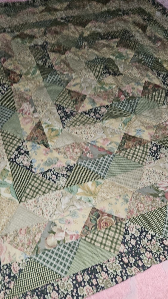Homemade Multi Print Lightweight Patchwork Quilt Throw Size 60" X 48"