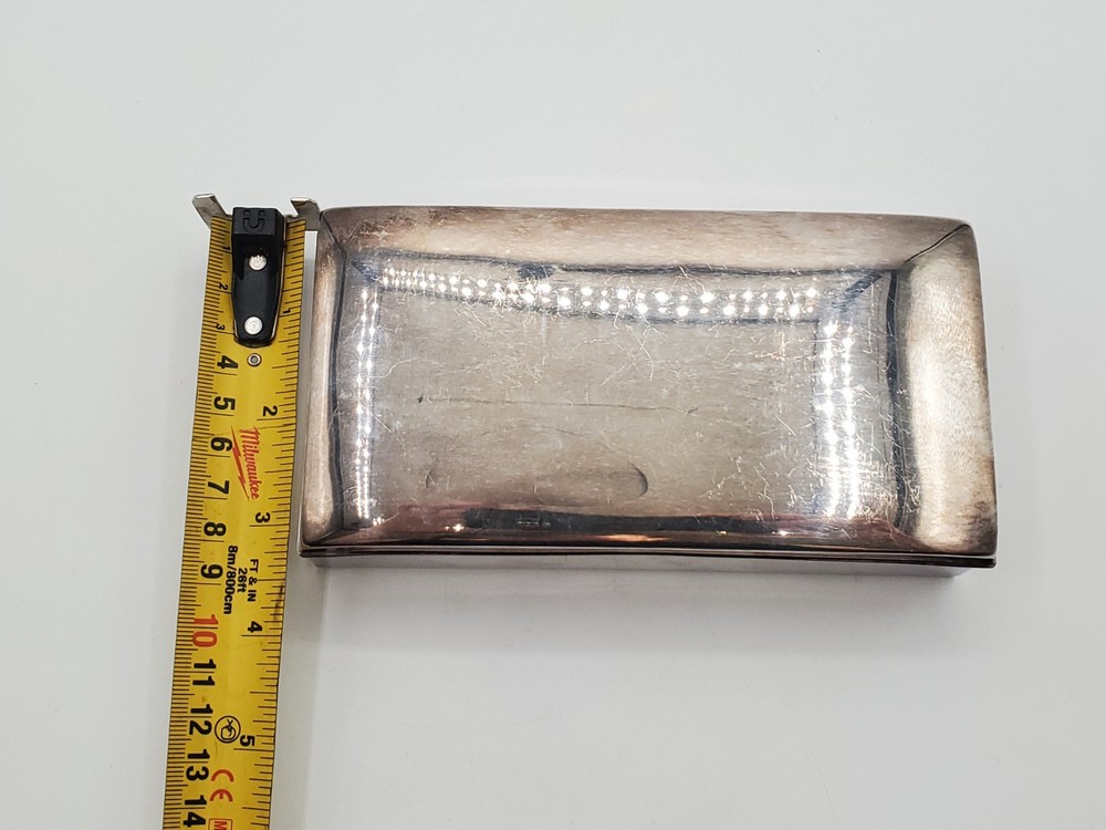 Poole Silver Co. Cigarette Box Divided Wooden Liner Silver Plate 6" x 3" x 1.5"