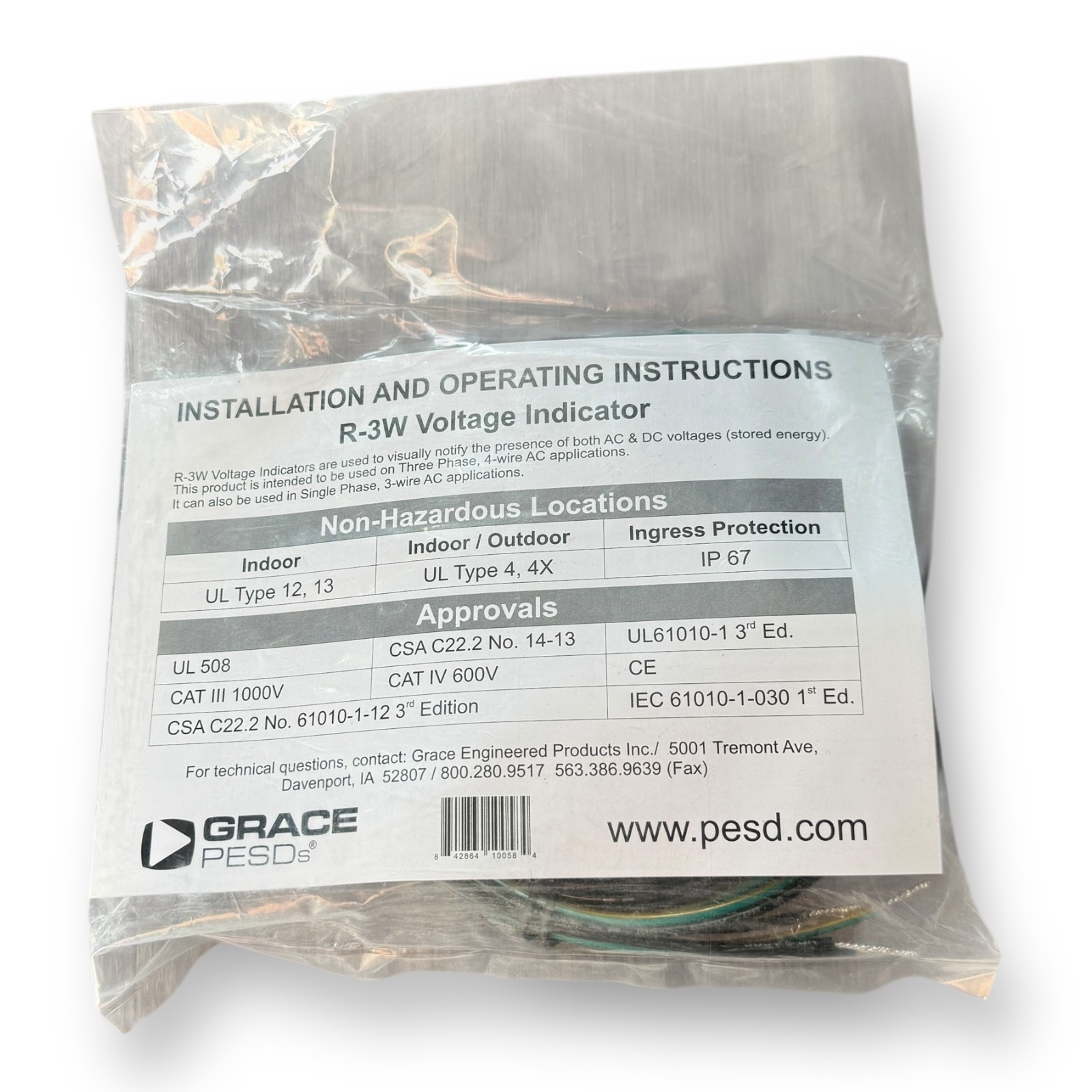 GRACE PESDs R-3W Voltag Indicator with Flashing LEDs- New