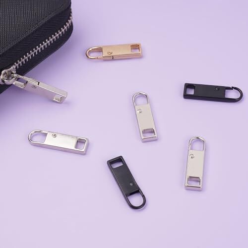Deoward Zipper Pull Replacement Metal Black+Silver+Gold Zipper Pulls Cord