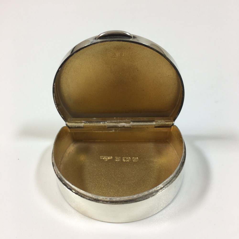 Vintage 1979 A Chick & Sons Solid Sterling Silver D Shaped Pill Trinket Box