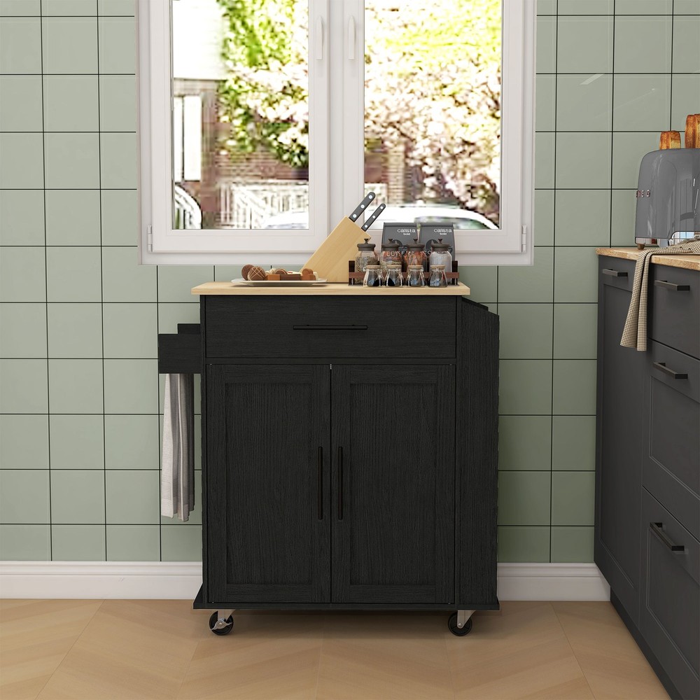 Kitchen Island with Storage, Rolling Kitchen Cart with AC Outlets