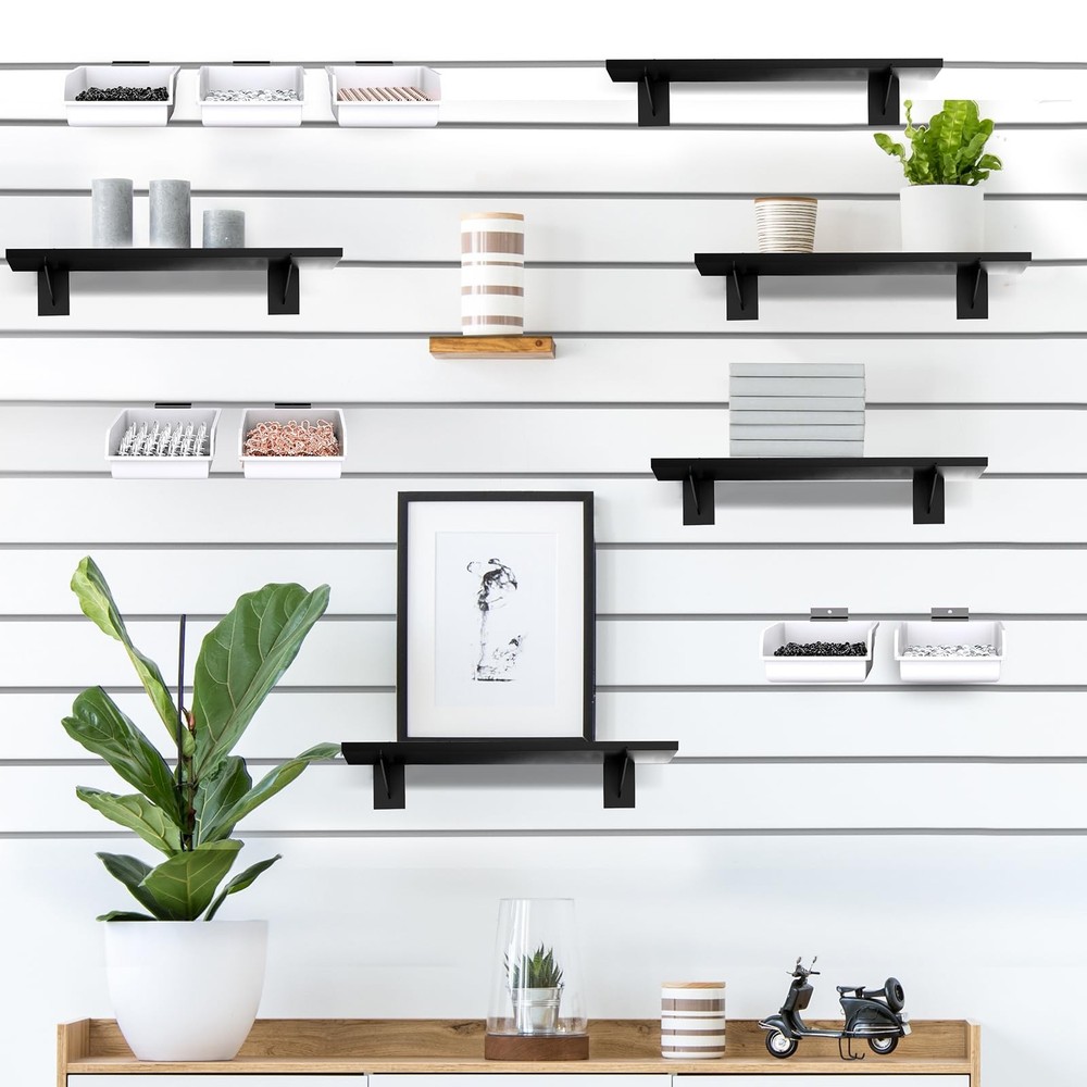BeapTcely Slatwall Bins with Hooks Plastic Organizer White
