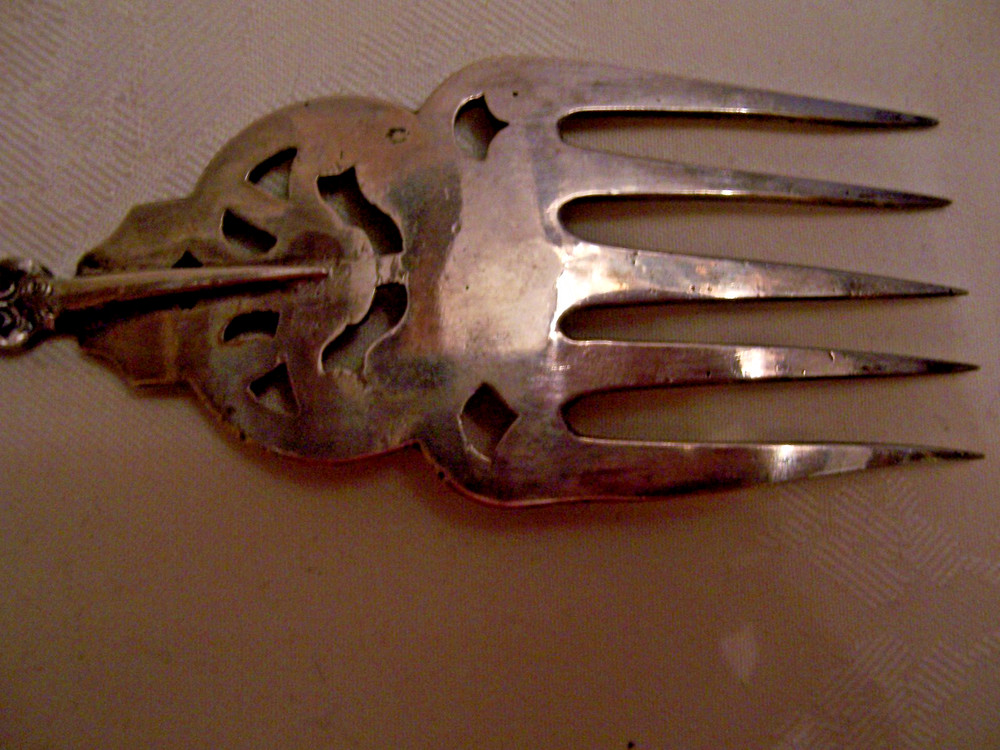 ENORMOUS HALLMARKED ORNATE DUTCH SOLID SILVER SERVING FORK & SPOON SET 396 grams