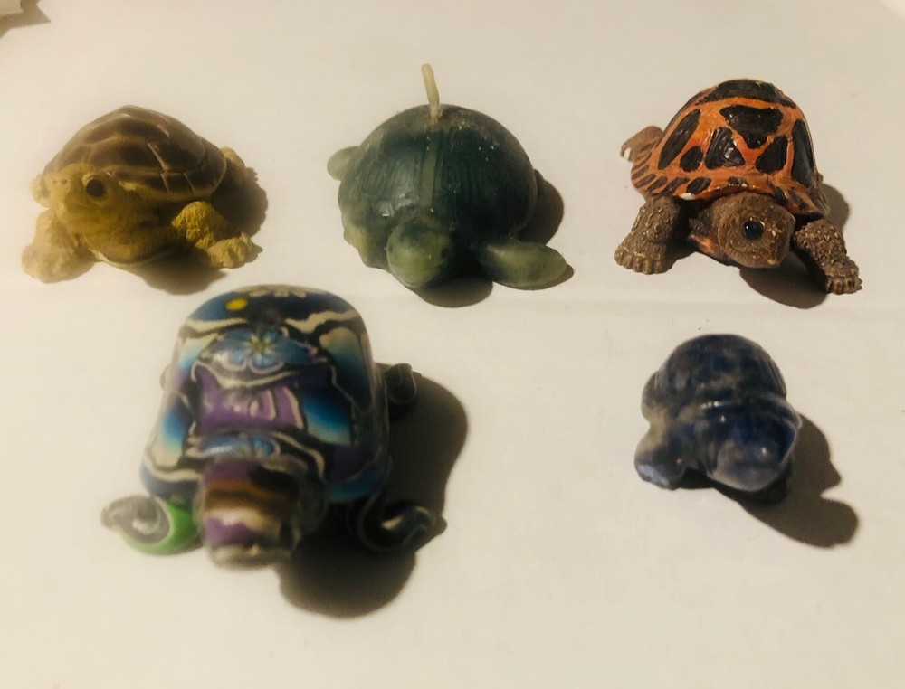 Five miniature Good Luck turtle figurines