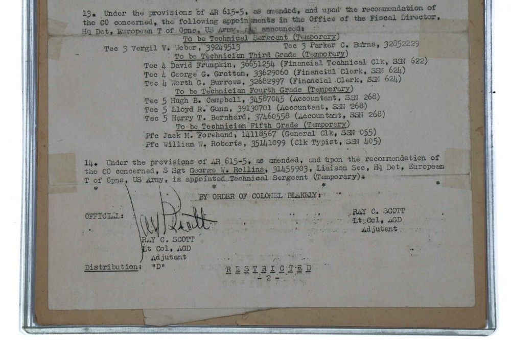 Original US WWII 1945 Dated Field Promotion Documentation