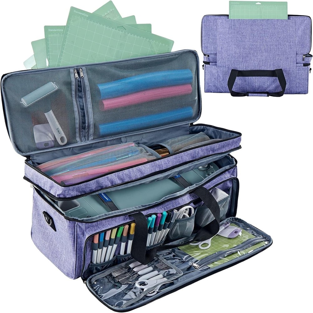 Double Layer Carrying Case for Cricut Maker Explore Tool Organizer Purple