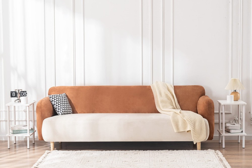 2 Tier End Table, Small Side Table with Solid Wood Legs, Boho Bedside Table w...