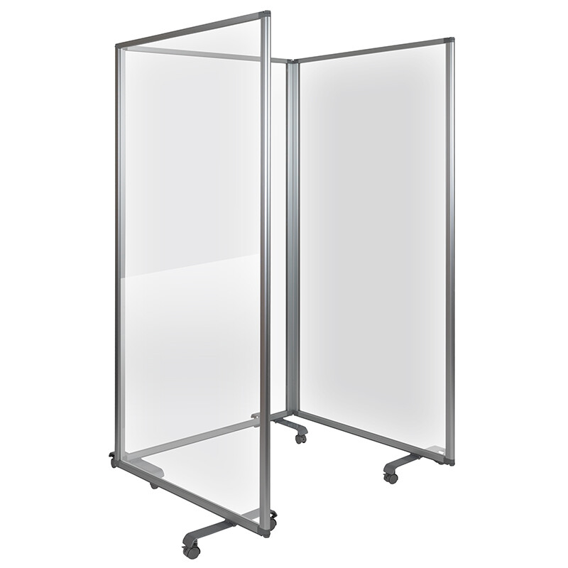 Transparent Acrylic Mobile Partition with Lockable Casters 3 sizes 1-3 sections