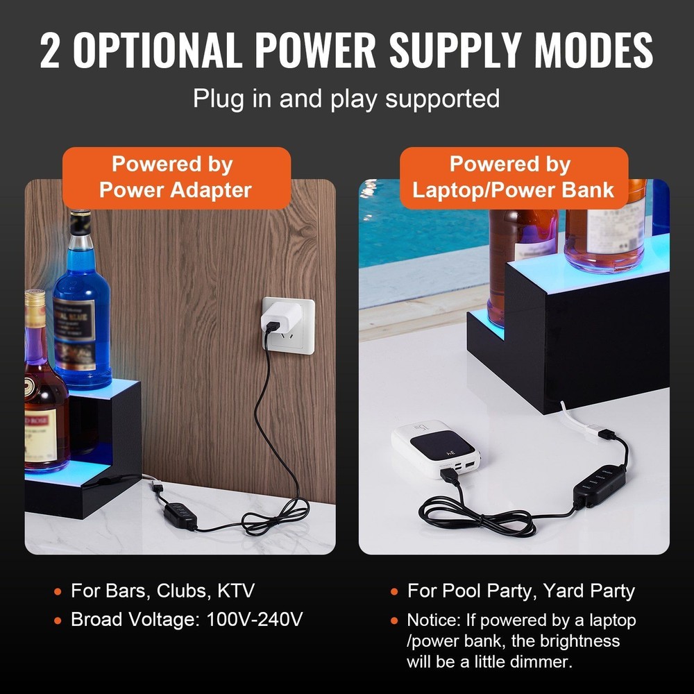 48x2-step LED lit bottle display shelf & bar with RF & app control