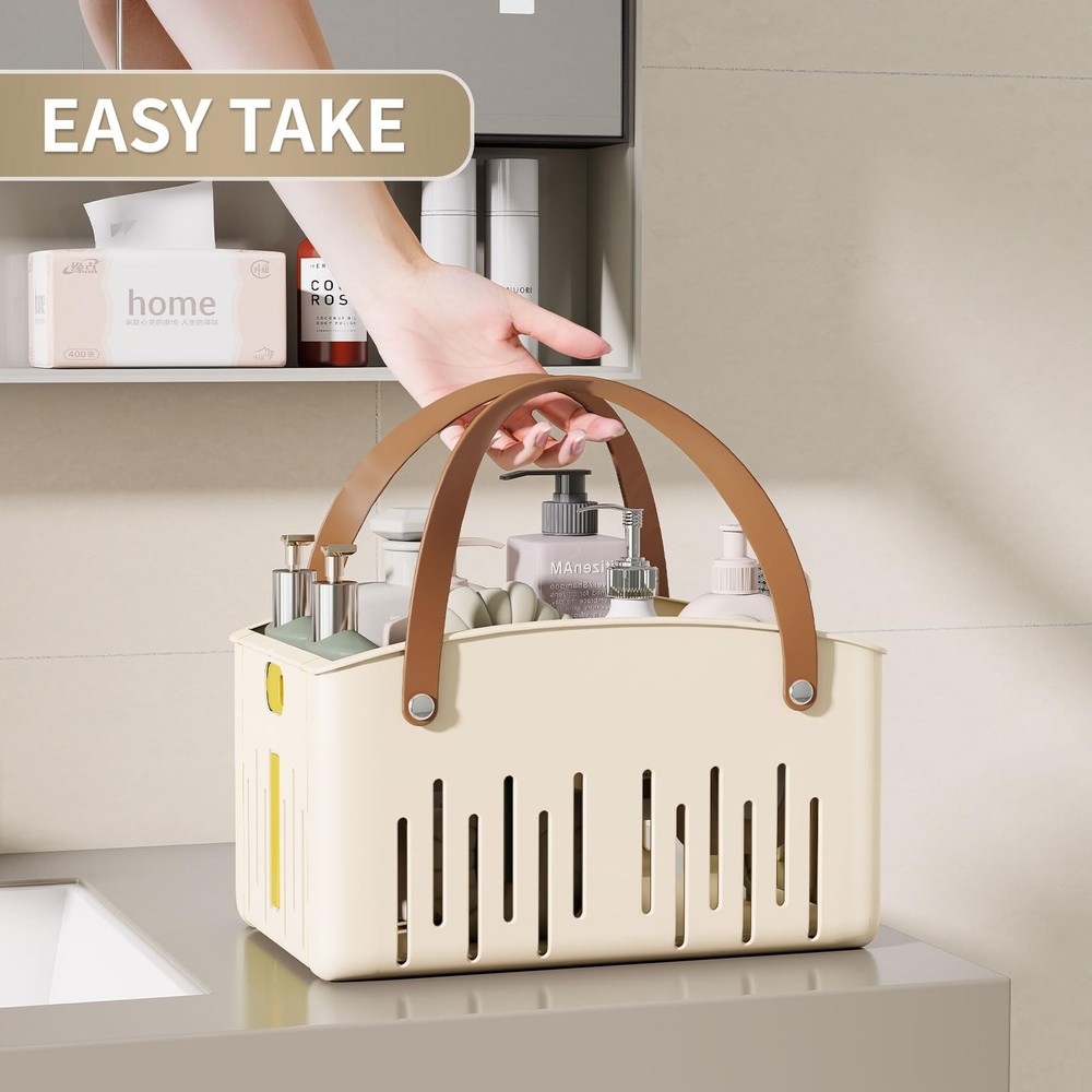 Portable Shower Caddy,Foldable Shower Caddy with Handle and Adjustable Divide...