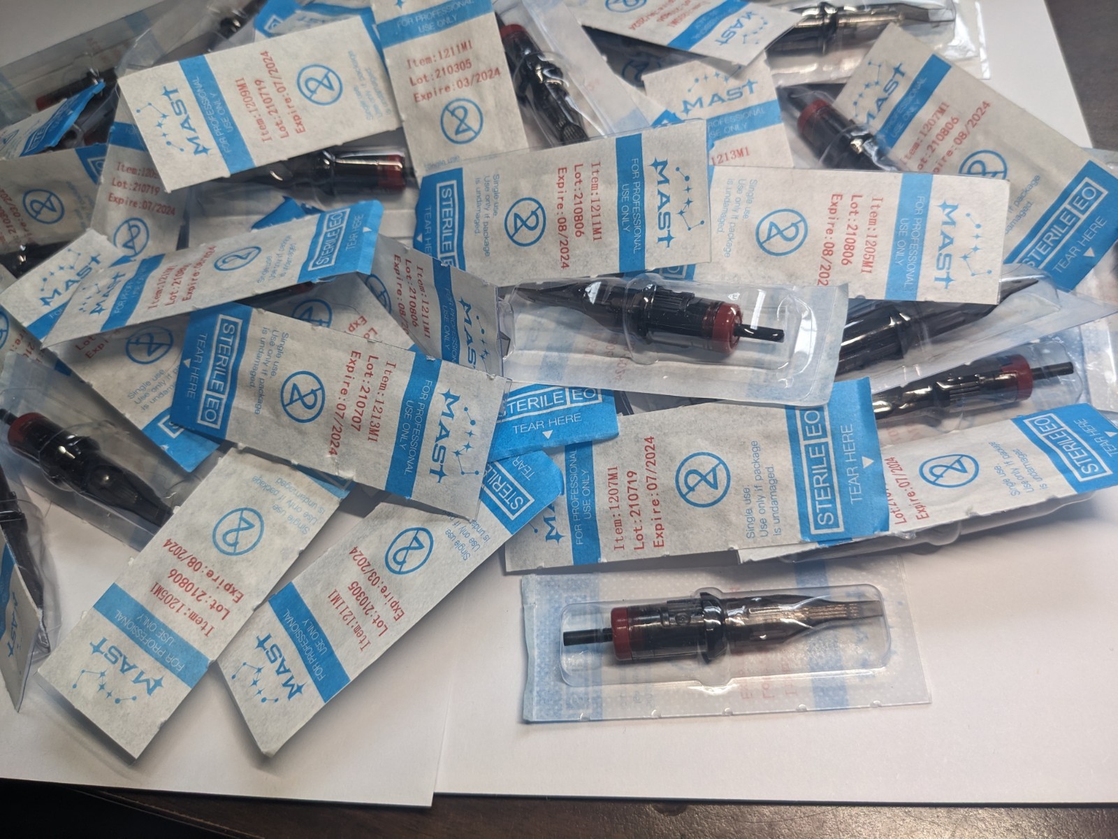 60x LOT MAST 1213M1 - Sterile Disposable Tattoo Nozzle Needle Tips and Tube 3/4