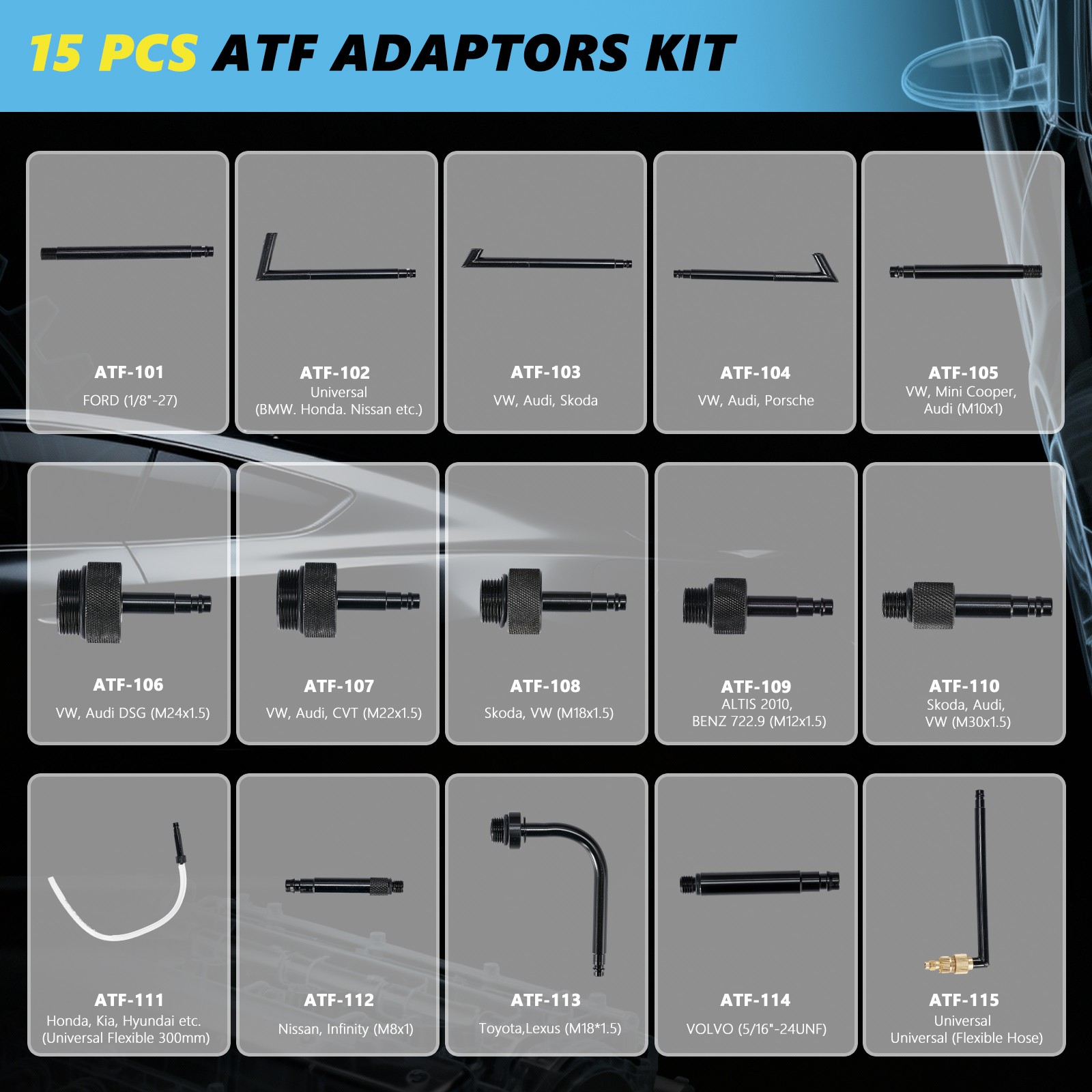 10L Transmission Fluid Transfer Pump 15 ATF Adapter Filler System Kit Black