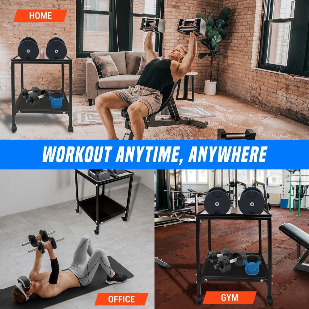 FEBTECH Large Compact Dumbbell Rack & Stand with Storage Tray & 150 LB Capacity