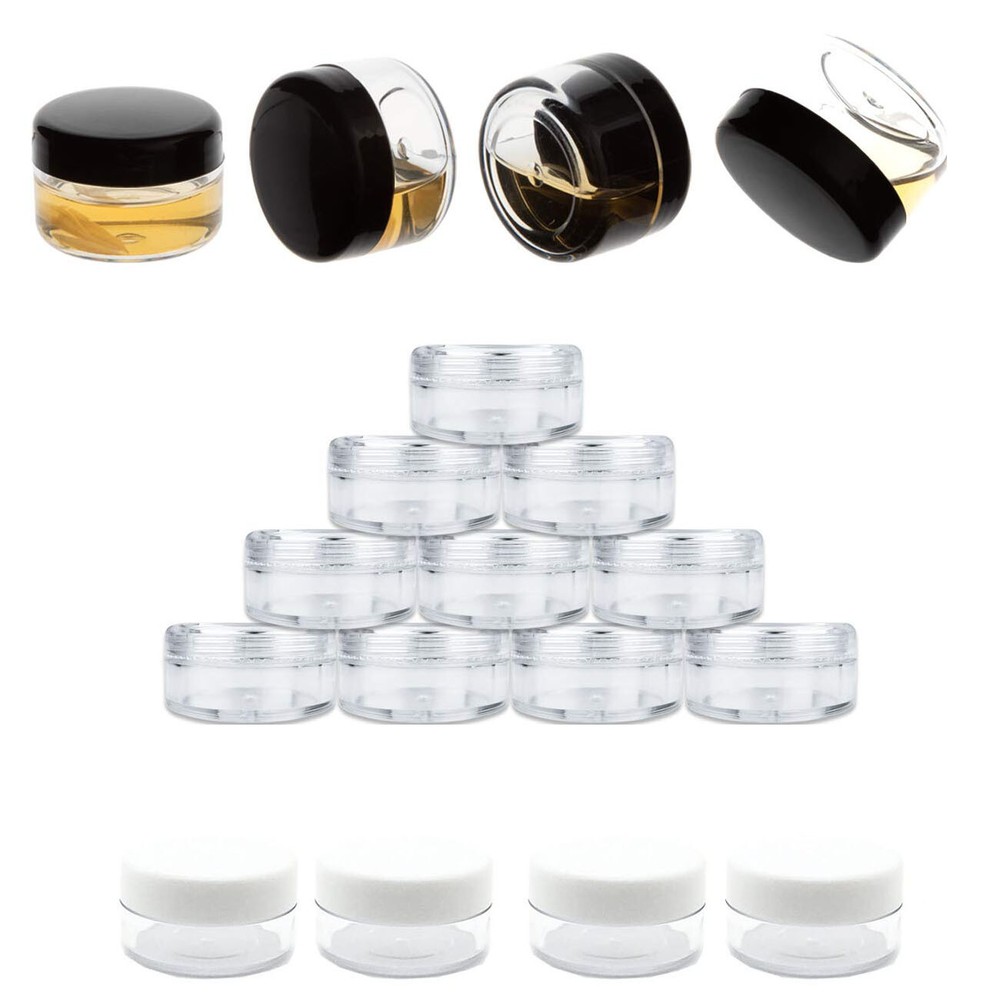 2g-10g Empty Clear Plastic Sample Travel Jar Container Round Cosmetic Makeup Pot
