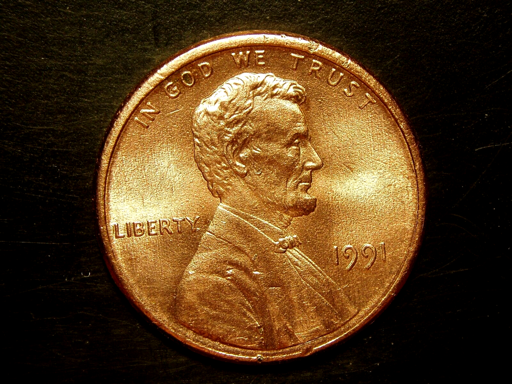 1991 CLEANED LINCOLN MEMORIAL CENT #2