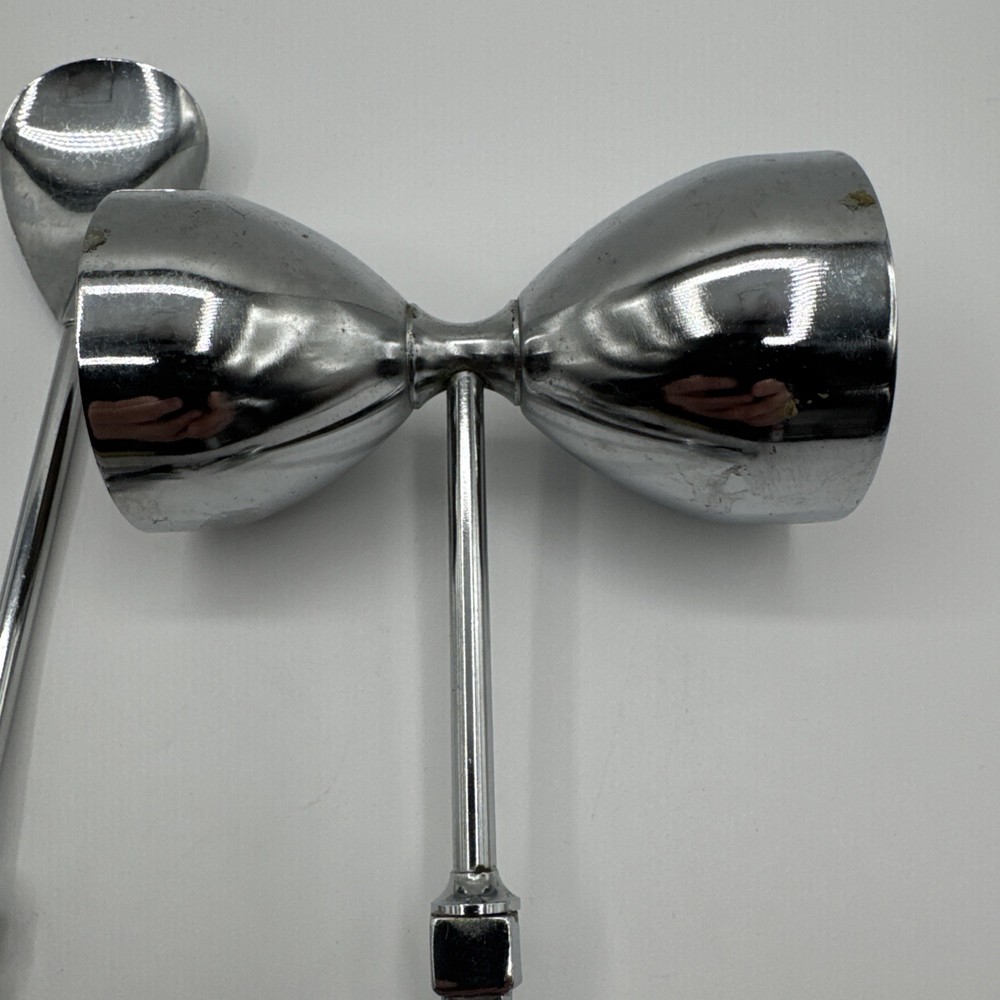 Vintage Nautical Anchor Handle Bar Tools Set Jigger Spoon Olive Fork Chrome