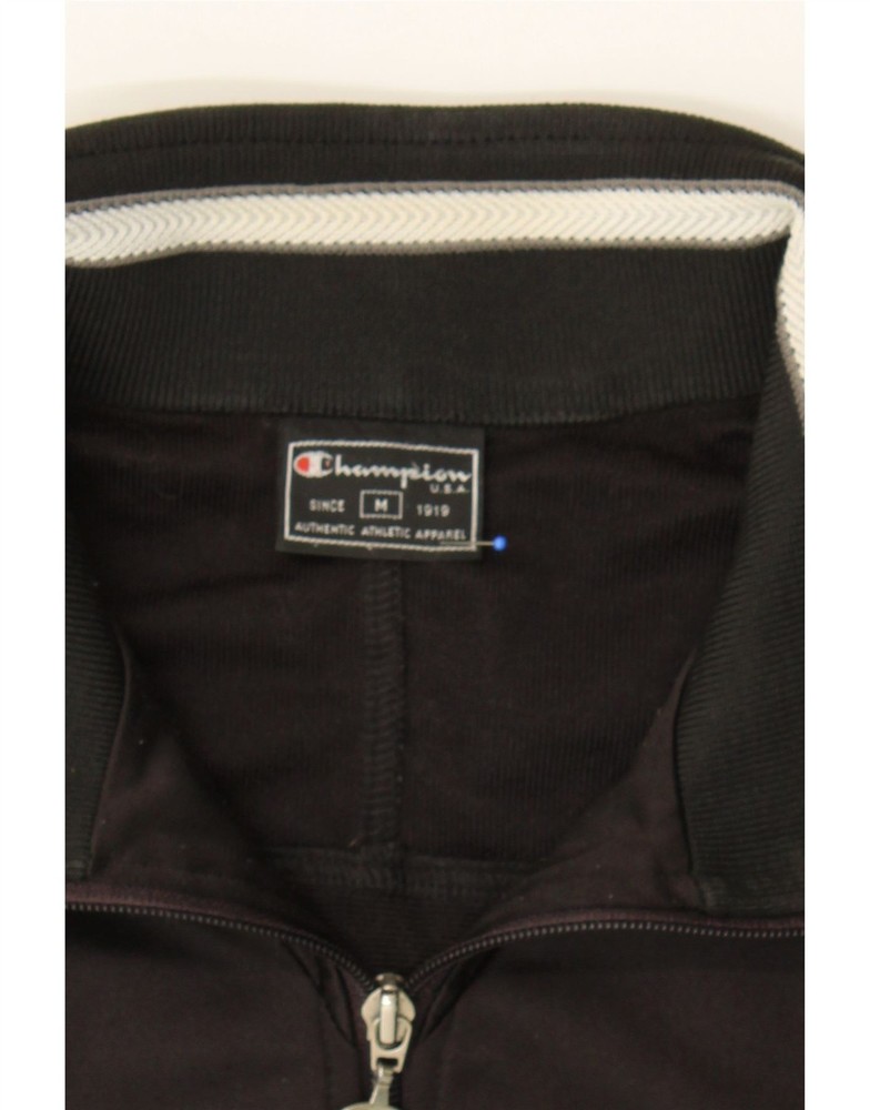 CHAMPION Mens Tracksuit Top Jacket Medium Black Polyester AD03