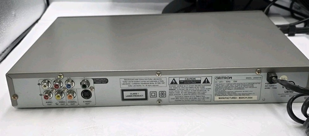 Oritron DVD3119 DVD CD MP3 Player Progressive Scan No Remote