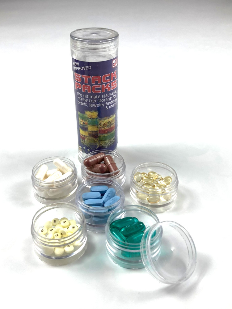 6-Part Clear Plastic Interlocking Pill Bead Craft Storage Container, Small 1.5"