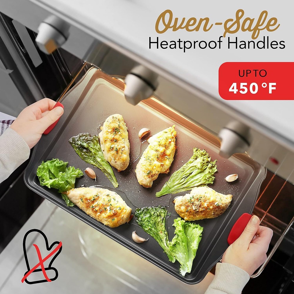 Baking Sheet Set, 2-Piece Large Cookie Set 2 Sheets, Black