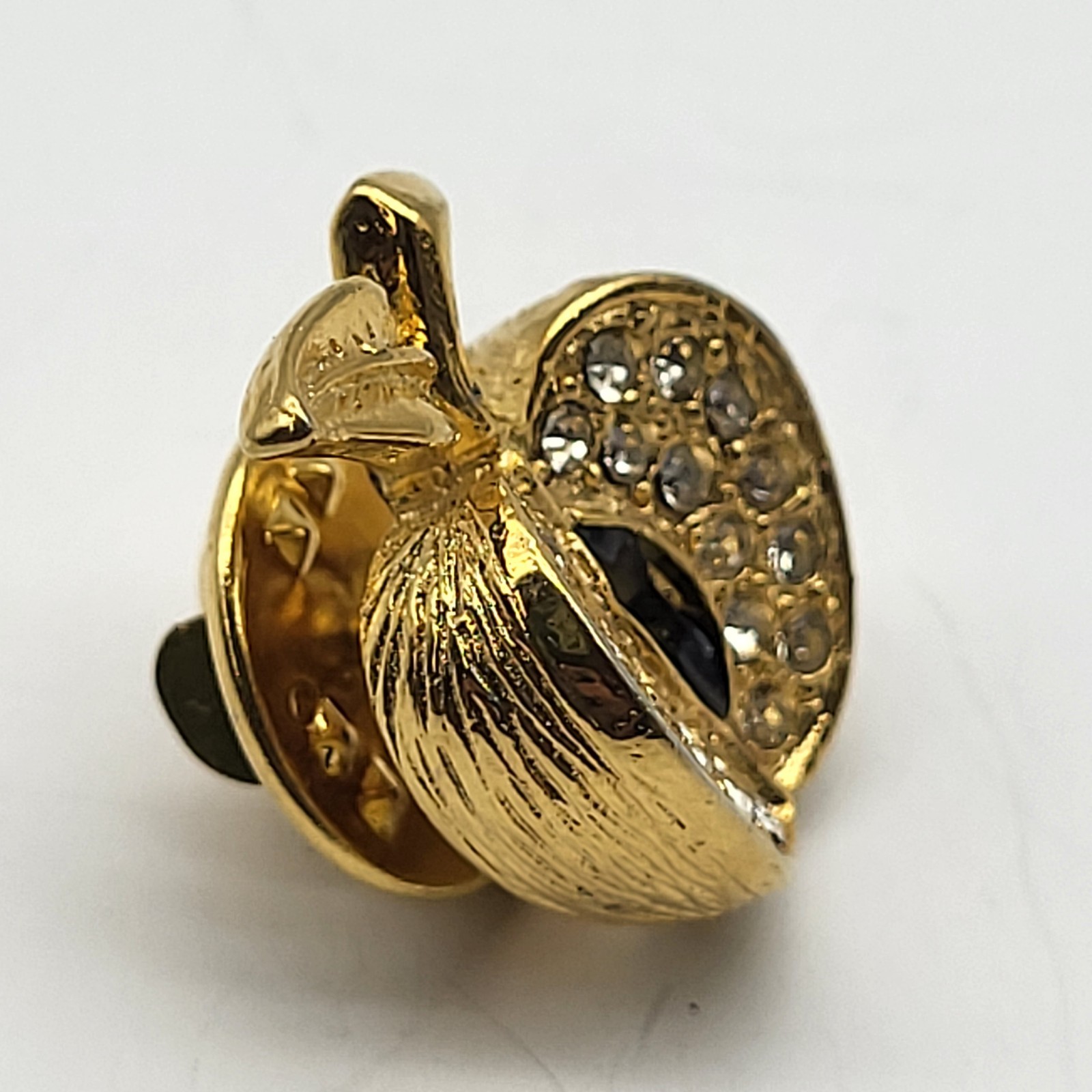 Fab vintage Apple Tie tack lapel pin enamel rhinestone teacher fruit