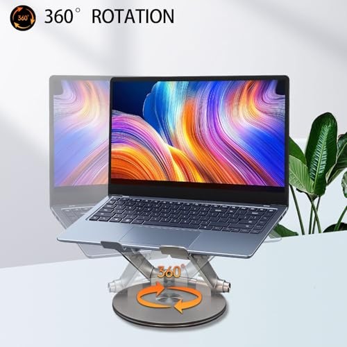 Laptop Stand for Desk, Adjustable Computer Stand with 360° Rotating Base,