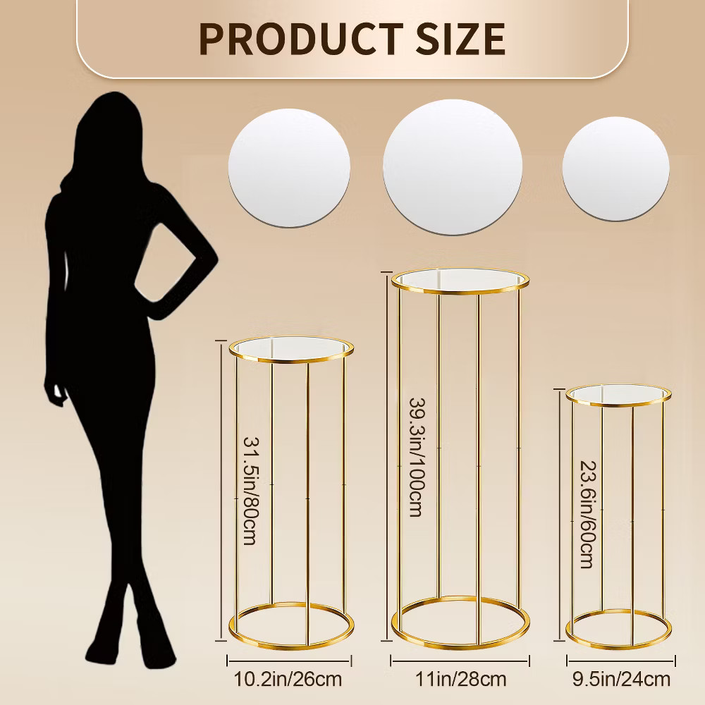 3-Piece Cylinder Pedestal Stand Set - Tiered Acrylic Cake & Dessert Display