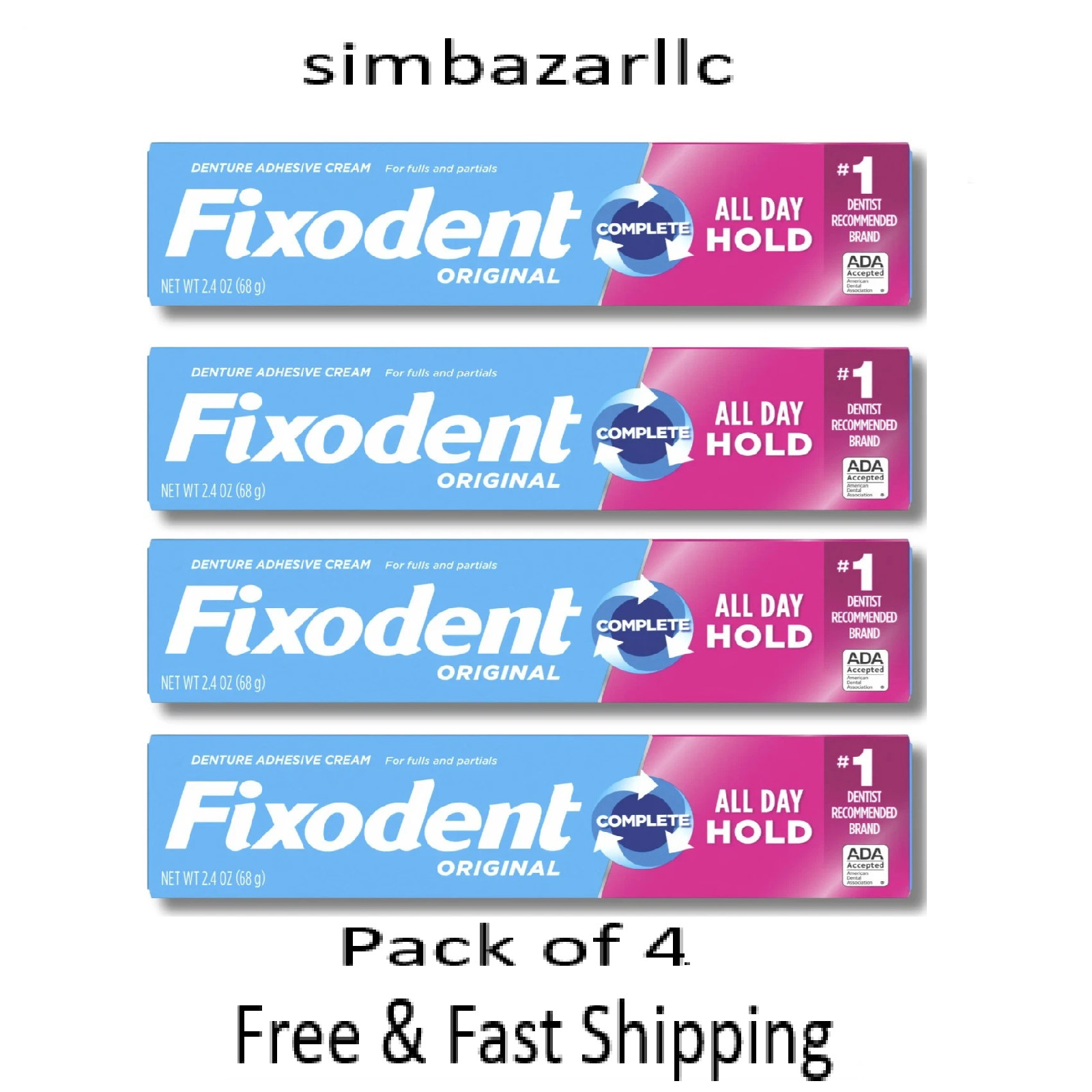Fixodent Complete Original Denture Adhesive Cream, 2.4 oz--Pack of 4