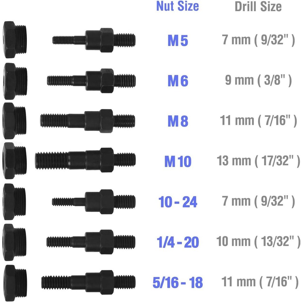 WORKPRO 79x 15" Hand Rivet Nut Setter Kit High Leverage Metric SAE Mandrel Nuts