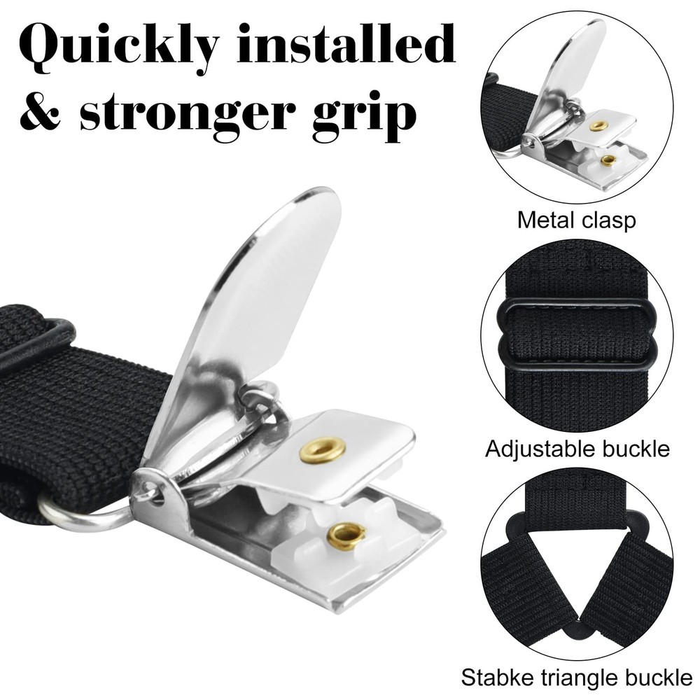 Bed Sheet Fasteners Straps Adjustable Bed Sheet Holder Bands with Sheet Clips.