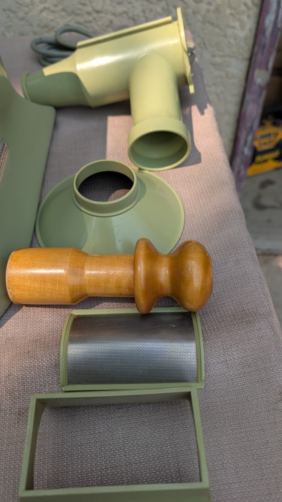 Champion Juicer Avocado heavy duty. "Cord shows wear but works fine"