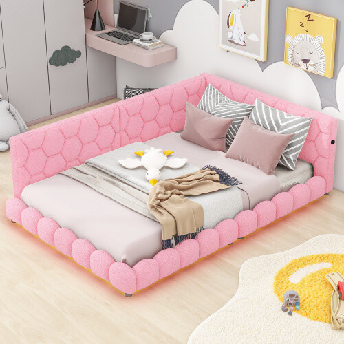 Modern Upholstered Platform Bed Sofa Bed Heavy Duty Daybed Full Size Bed Frames