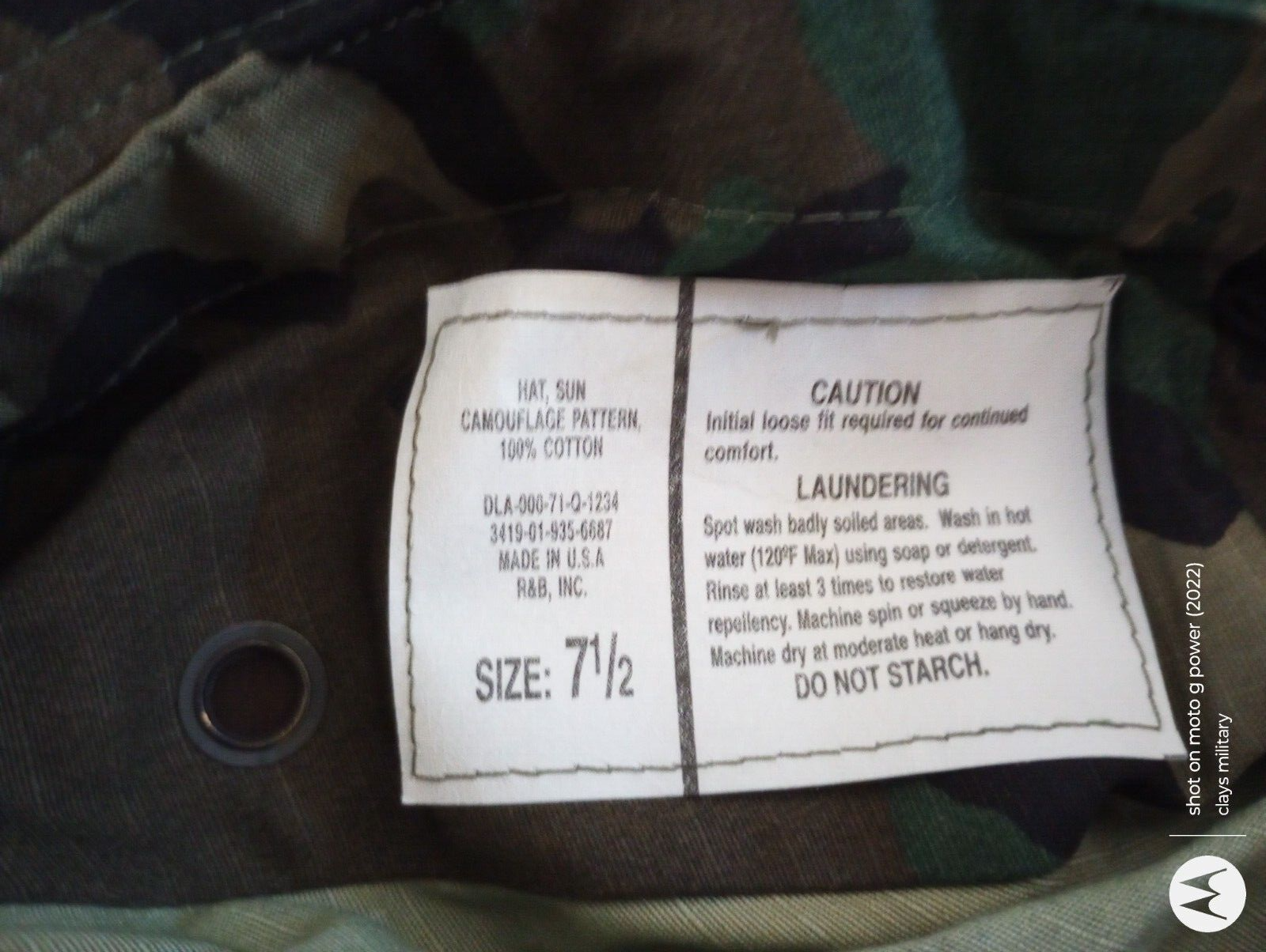 U.S MILITARY ARMY VIETNAM JUNGLE BOONIE HAT TYPE II ERDL CAMOUFLAGE LARGE 7 1/2