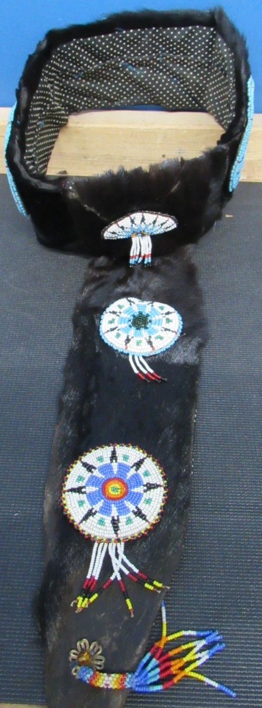 VINTAGE Native American otter fur turban