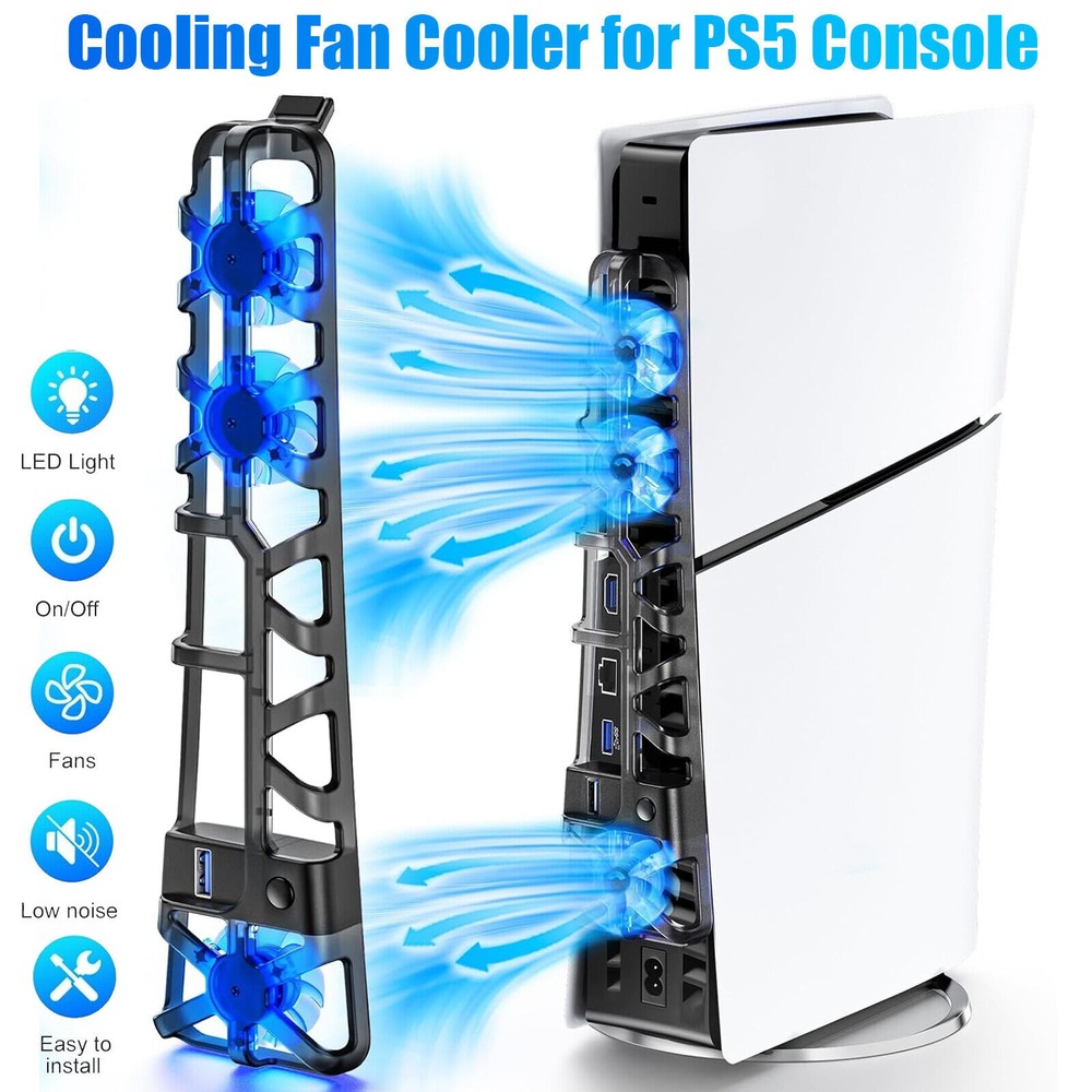 Upgraded External Cooling Fan Cooler Accessory For PS5 Slim Disc/Digital Console
