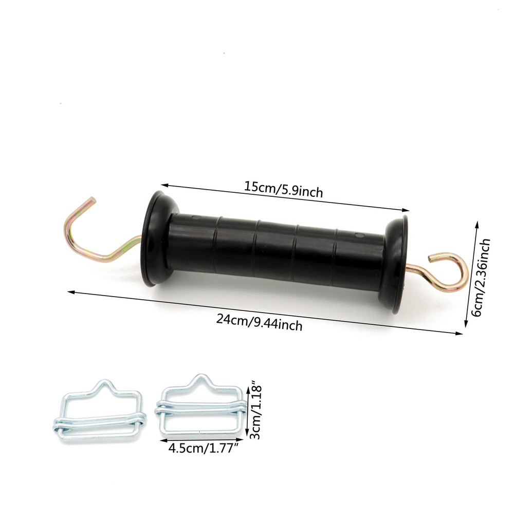 Plastic Electric Fence Gate Handle with Polytape Splicer,Spring Black