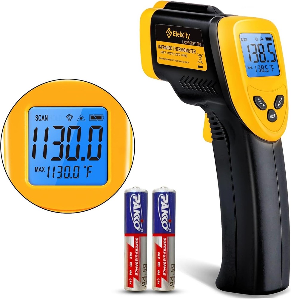 User-Friendly Infrared Temperature Gun - Adjustable Emissivity & Backlit Screen