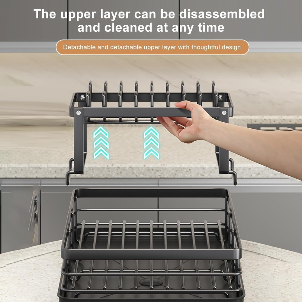 Dish Drying Rack 2-Tier Auto Draining Dish Drying Rack for Kitchen Counter