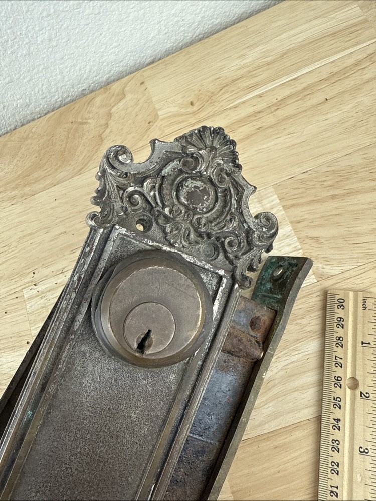 Antique Ornate Entry Way Door Pulls Set Handles, Hardware Salvage - Needs Work