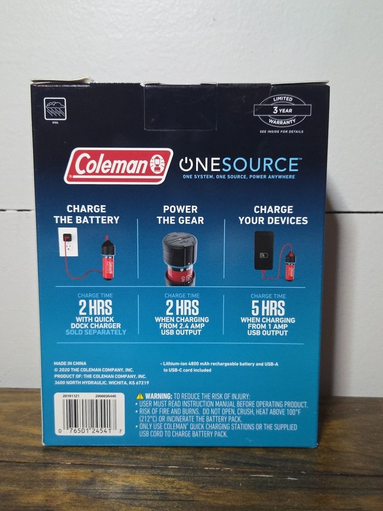 Coleman One Source Rechargeable Batteries 2 Pack NEW