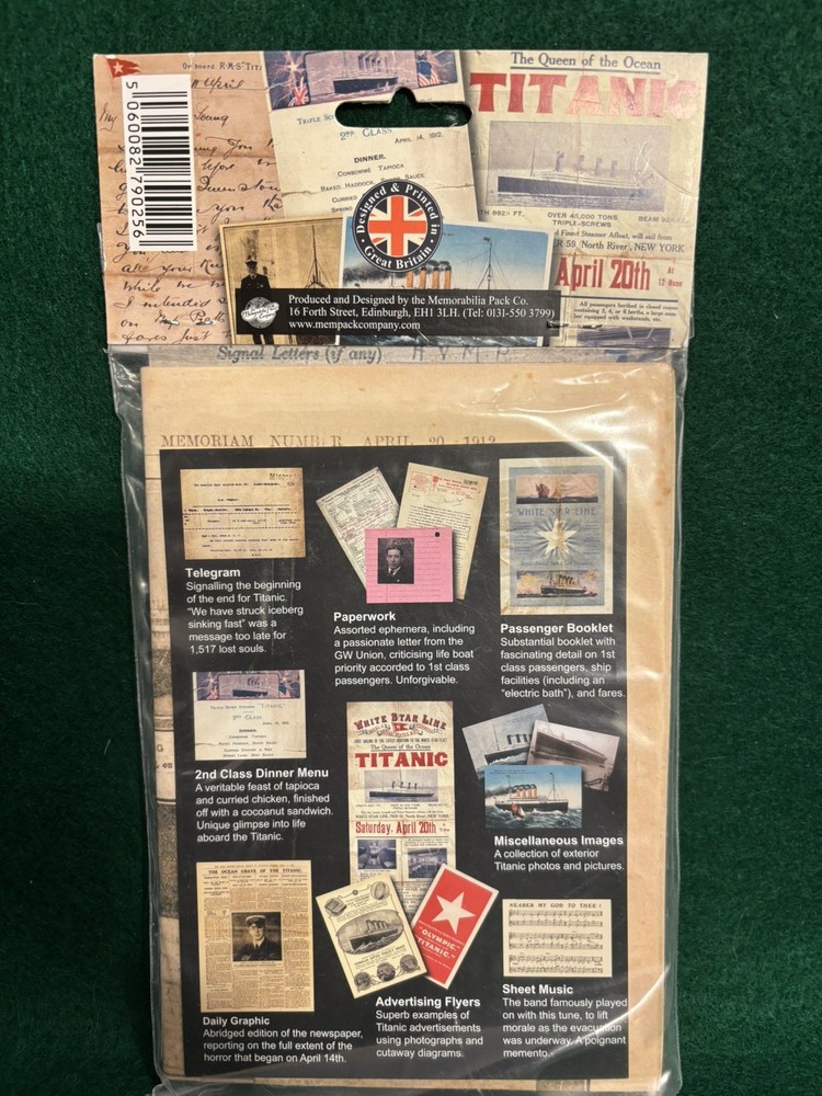 Titanic White Star Line Replica Documents Memorabilia Pack New Sealed Pkg