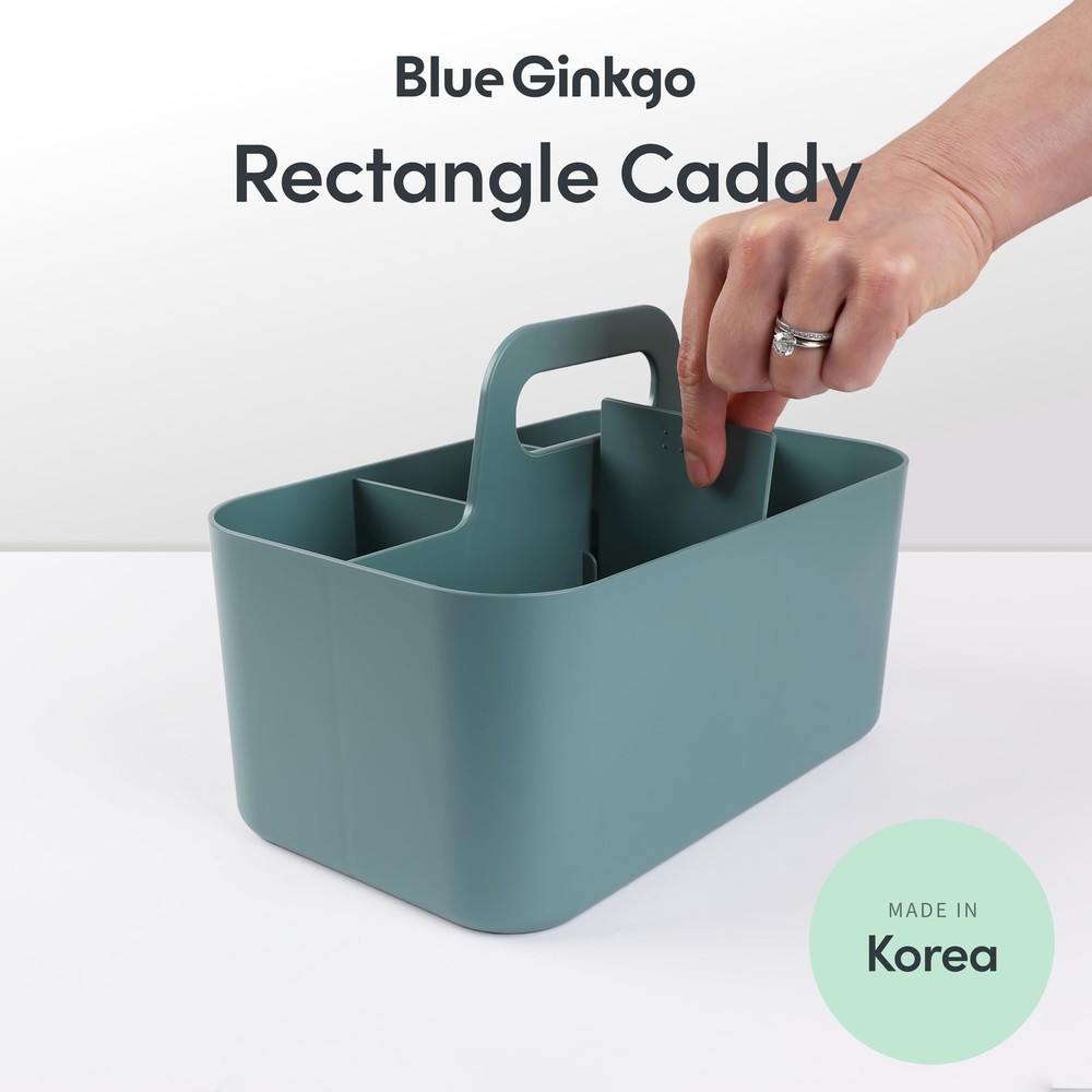 BLUE GINKGO Stackable Organizer Caddy – Korean-Made Portable Tote for Bathroo...