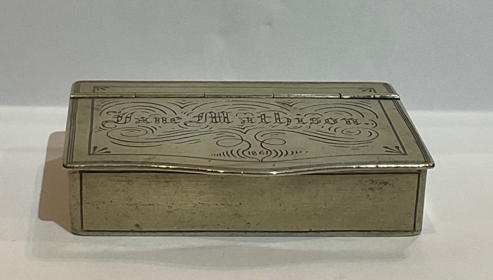 Antique US Snuff Box, Named and Dated 1861